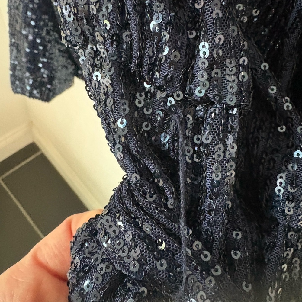 Free People Navy Sequin Wrap Romper - Picture 9 of 11